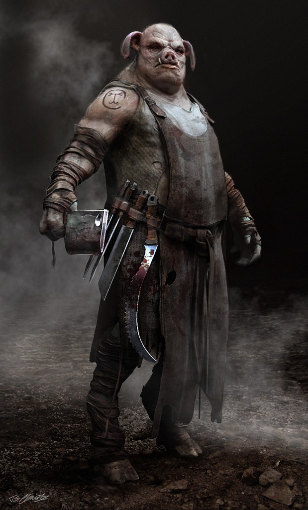 A pig-man concept created for makeup effects artist Barney Burman's film Wild Boar.