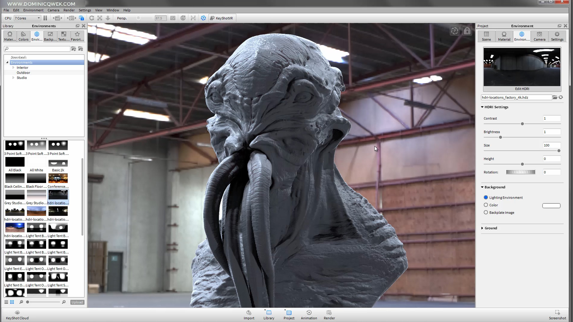 A still from Dominic's Cthulhu rendering tutorial.