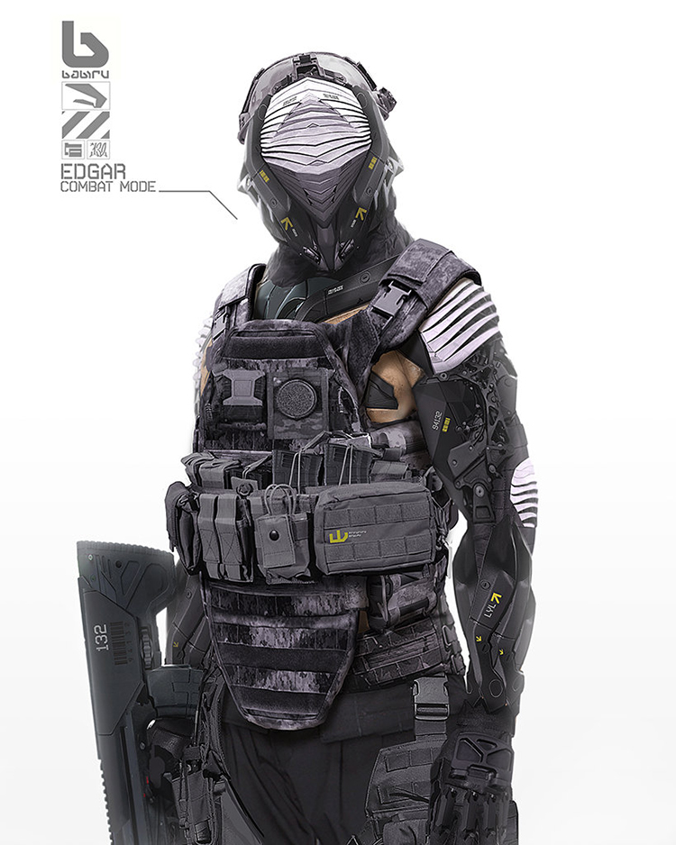 Edgar - Combat Mode: a personal art work. An image from Nivanh's 'Babiru' project.