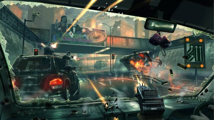 Concept art for the London Heist section of PlayStation VR Worlds.