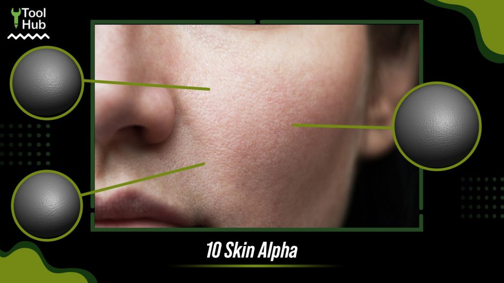 A close up of a cheek with the textures used to make it highlighted