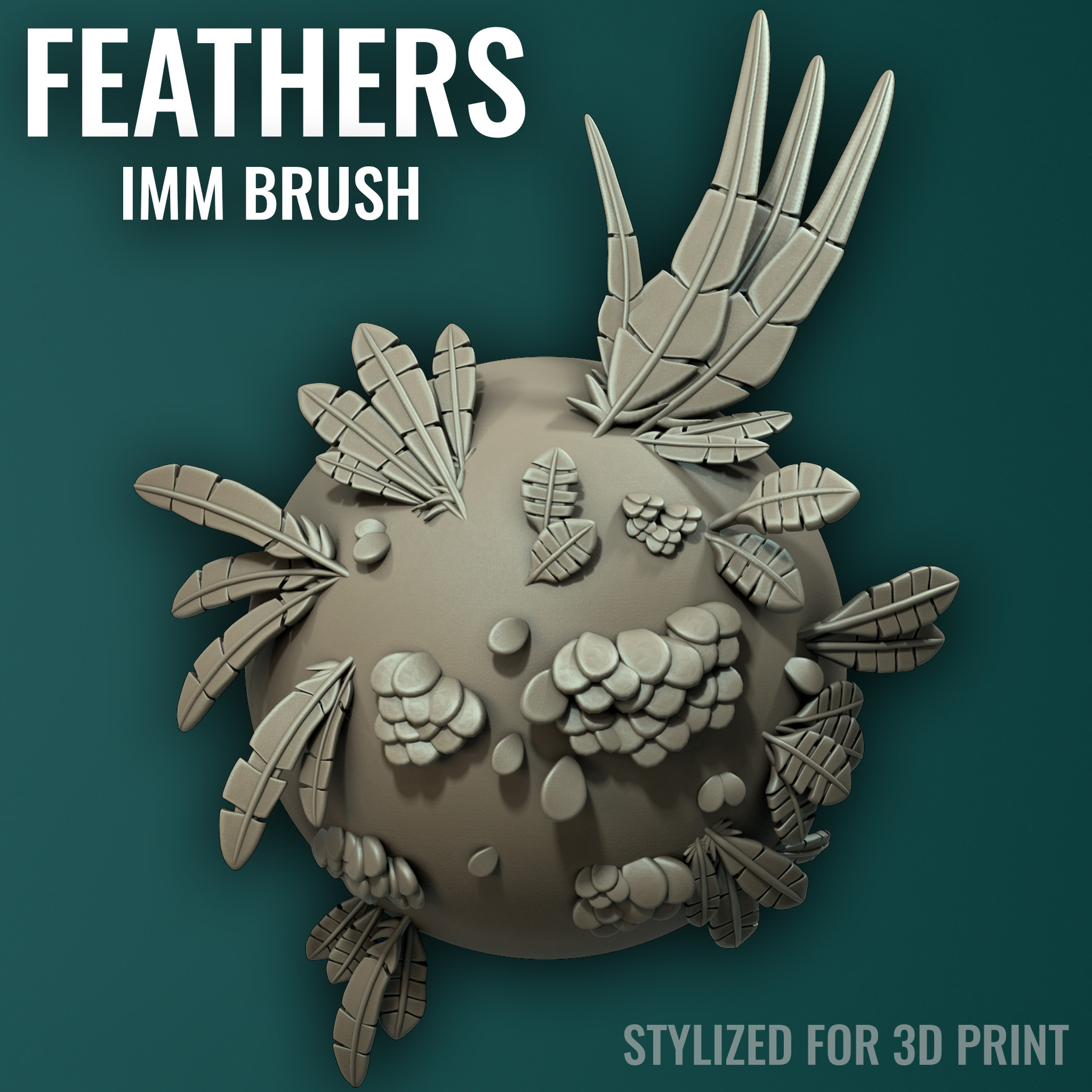 An image of feathers on a sphere