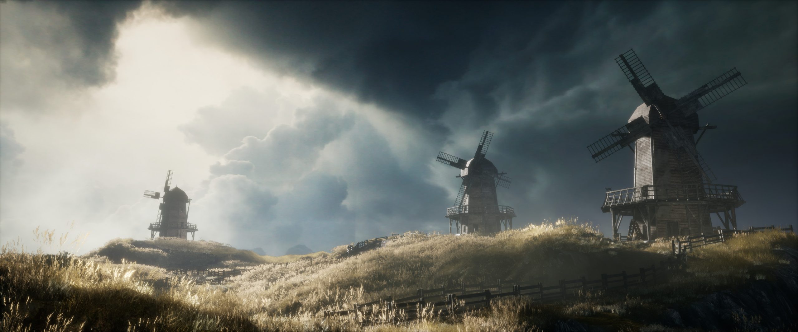 windmills in a field