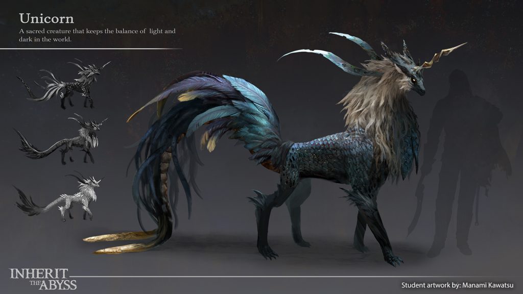 A feathered unicorn creature