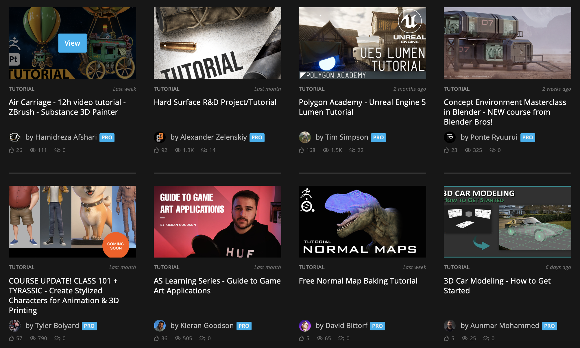 Screenshot of ArtStation blogs