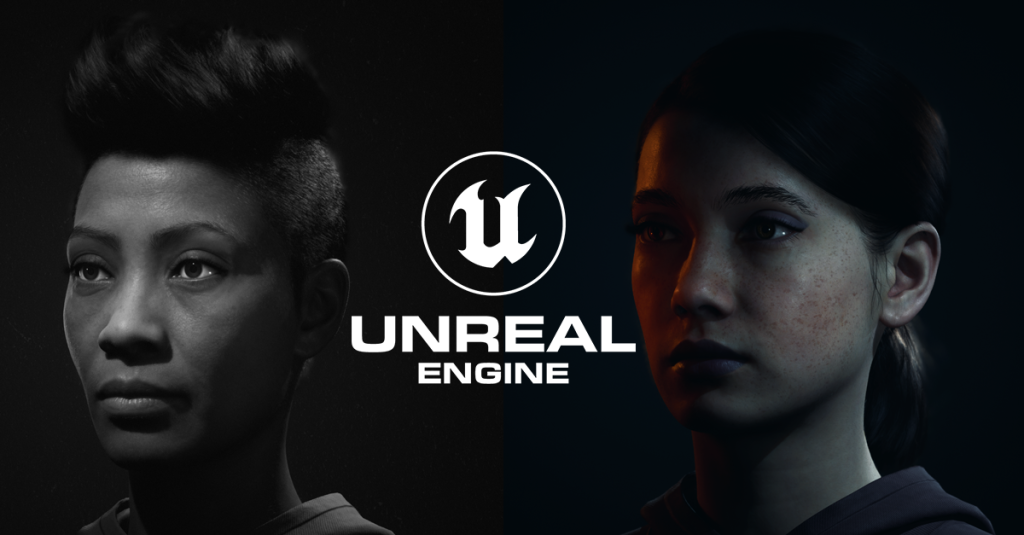 Two Metahuman portraits lit in UE5