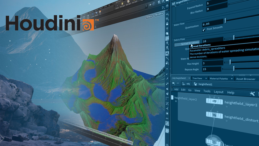 Screenshots of Houdini software UI