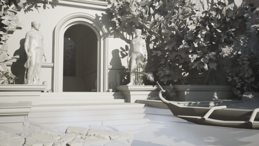 3D Environment art of a temple entrance without textures applied
