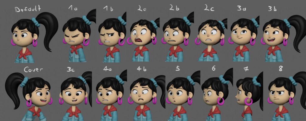 Different face expressions for Ellie from Sprite Fright